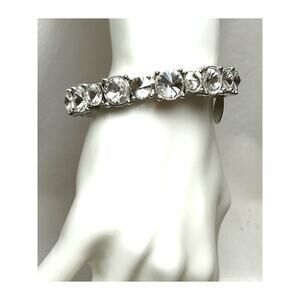 Vintage Natasha Couture Statement Large Rhinestone Bracelet 7" Magnetic Close